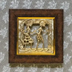 Elder Couple Wooden Dokra Frame Art