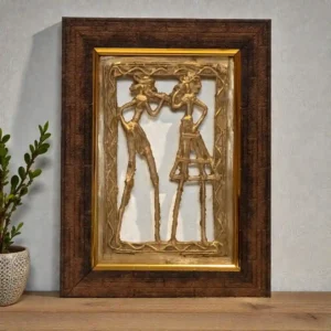 Man Woman Wooden Dokra Frame Artwork