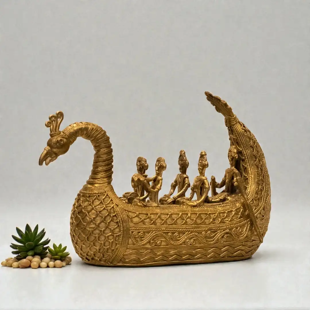 Peacock Boat Dokra Handcrafted Decorative Art - Image 4
