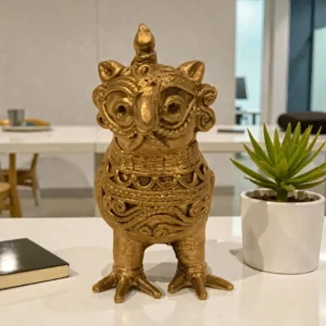 Round Owl Dokra Decorative Figurine