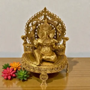 Singhashan Ganesh Dokra Metal Idol