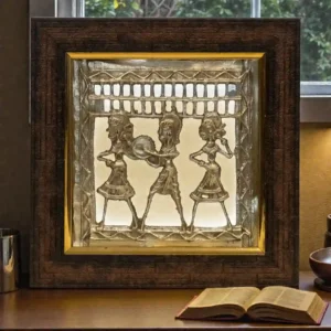 Three Adibashi Dancing Wooden Dokra Frame